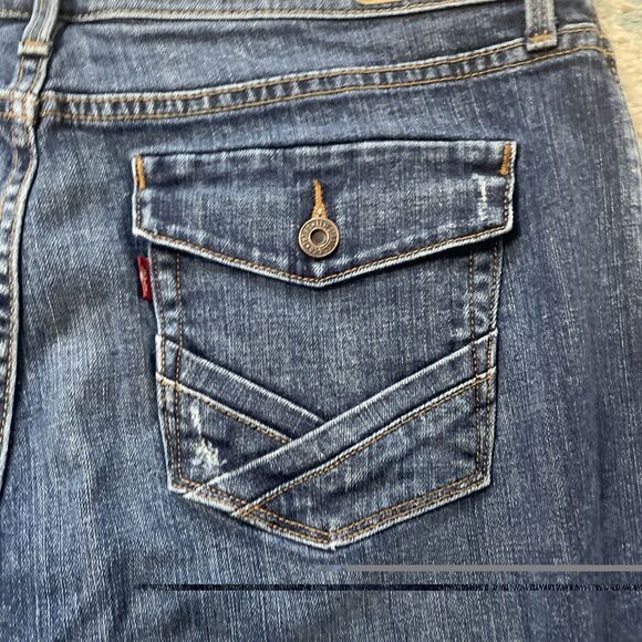 LEVI'S Boot Cut 525 Perfect Waist Stretch Jeans Blue Size 14 Light Distressing - Picture 10 of 11